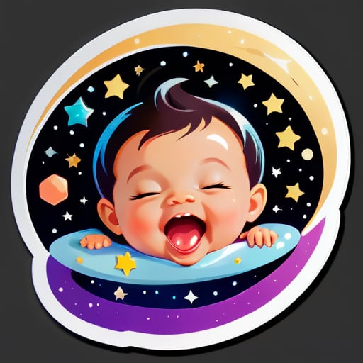 create a sticker of universe in baby's mouth sticker