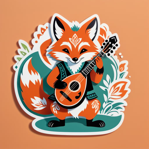 Folk Fox with Mandolin sticker