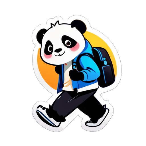 walking panda tourist sticker