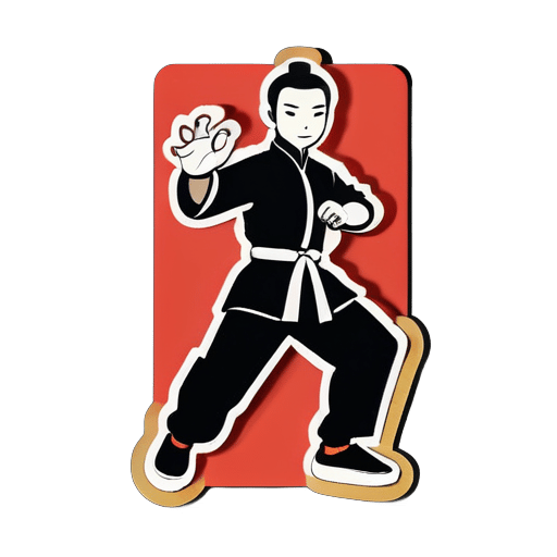 Homem de Fósforo Preto de Kung Fu Chinês sticker