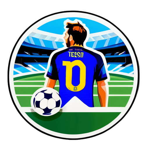 Messi con fondo de estadio de fútbol sticker