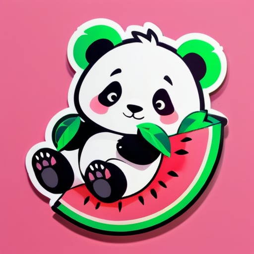 一只熊猫坐在一个西瓜上 sticker