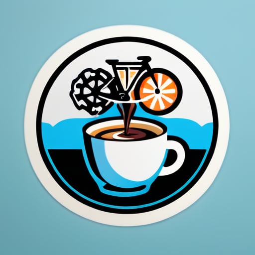 Brain ,espresso coffee, bicycle sticker