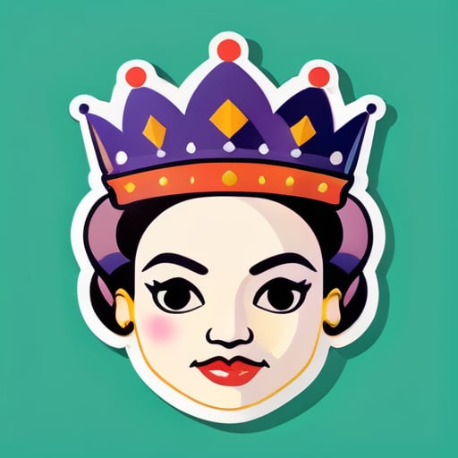 tạo hình mặt nữ hoàng với vương miện trên đầu sticker