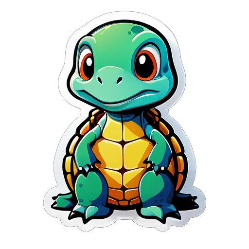 Esta é uma ilustração de um retrato de desenho animado engraçado de um esboço de berçário desenhado de uma criatura alta e fina parecida com uma tartaruga engraçada sticker