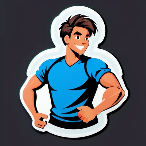 create a sticker showing a sportive male with a globe in his hand like a volleyball sticker