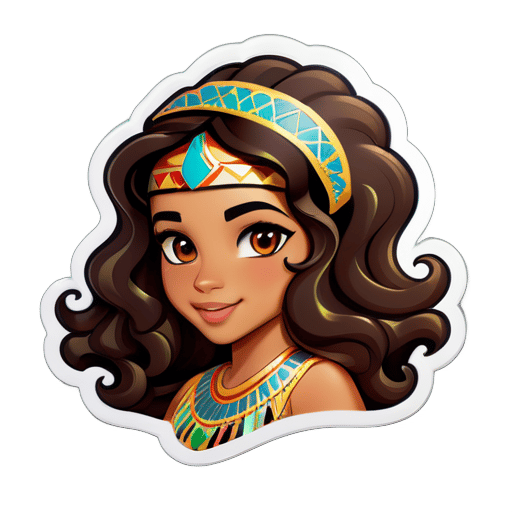 egyptian girl with wavy hair and light skin sticker