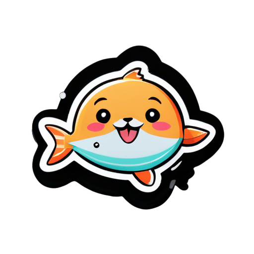 Cute Tuna doodle is happy sticker