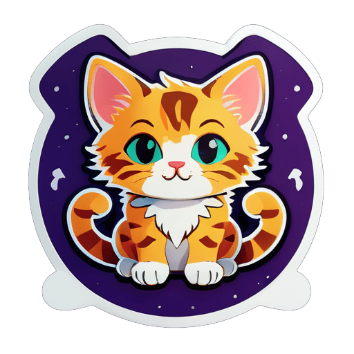 ジェミニ座を表す子猫の面白いステッカー sticker