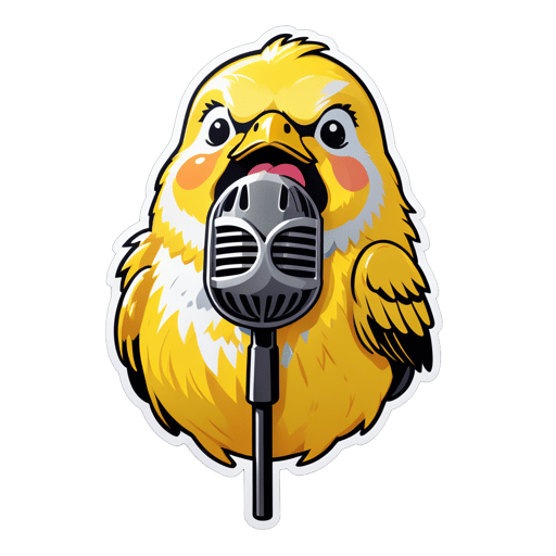 Canario cantando con micrófono sticker