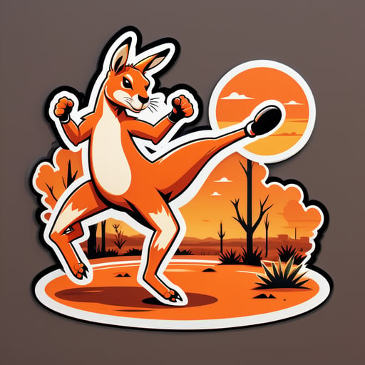 Orange Kangaroo Boxing in the Outback sticker