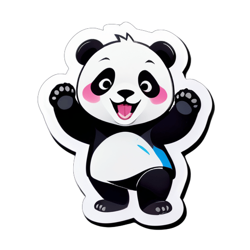 Panda waving flags and cheering sticker