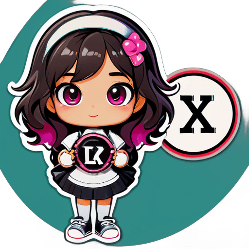 Create a mascot logo. The mascot should be a girl with dark, wavy hair, holding a tambourine in her hand. Below the mascot, it should have the letters 'KEYLA'. sticker