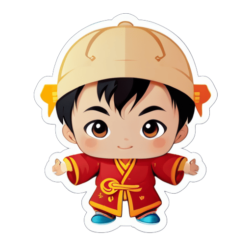 Generate a Chinese boy born in Wuxi, Gouba boy for me sticker