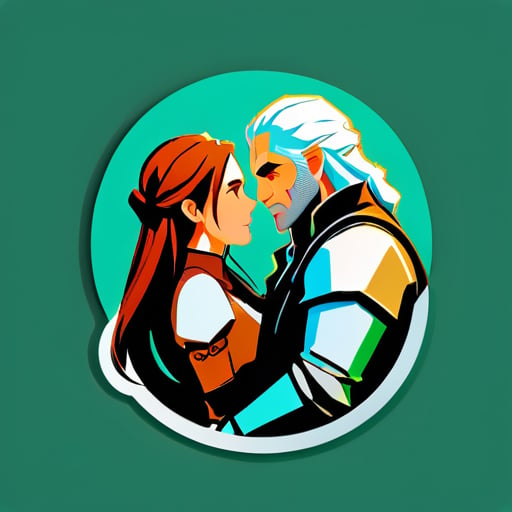 Crie adesivo de Geralt com Yen e Triss se amando sticker