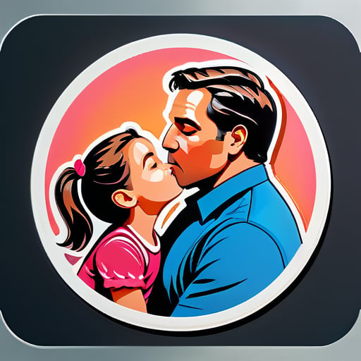 父が娘にキスをする sticker