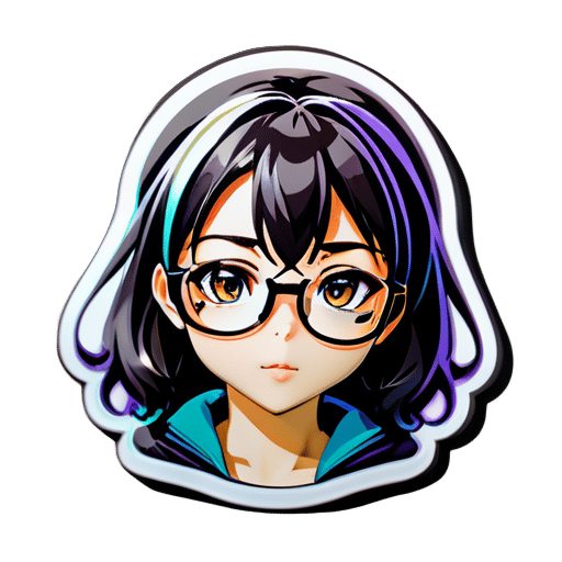 chica anime con lentes nsfw  sticker