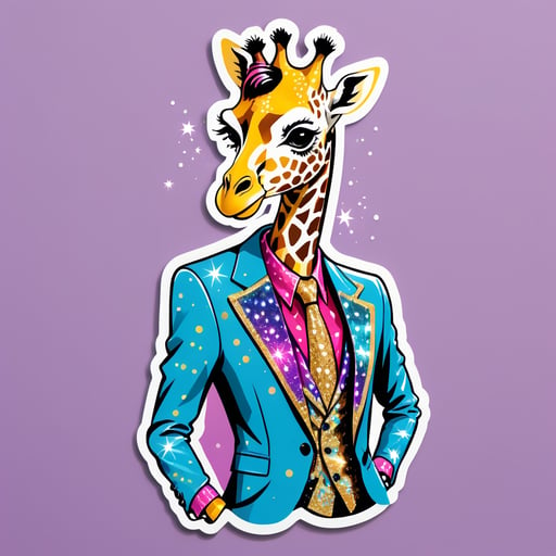 Glam Giraffe mit glitzerndem Anzug sticker