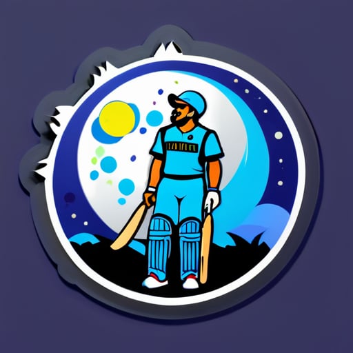 Dhoni in Moon sticker