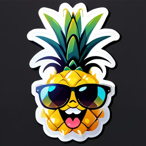A happy pineapple wearing sunglasses sticker