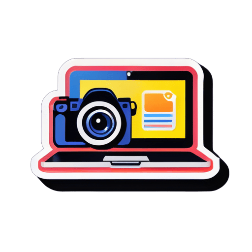 camera và một laptop sticker