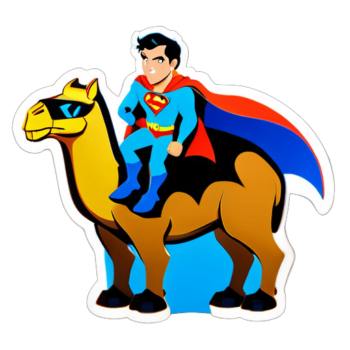 Ben ten, Superman et Batman sur le dos d'un chameau sticker