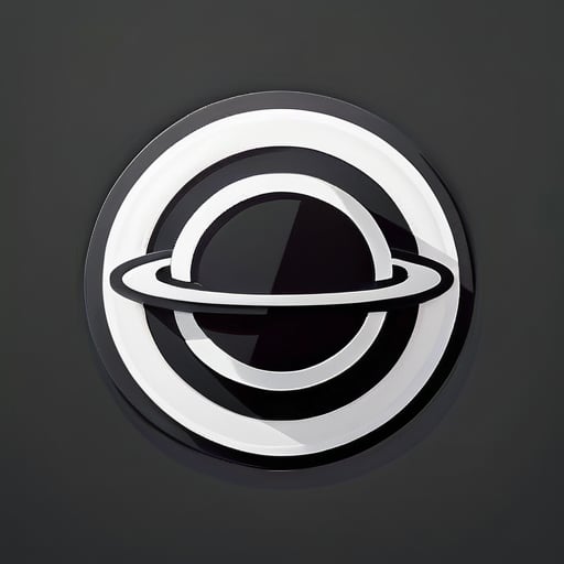 Saturn, 원과 사각형 모양의 상징물, 오직 흑백 색상 sticker
