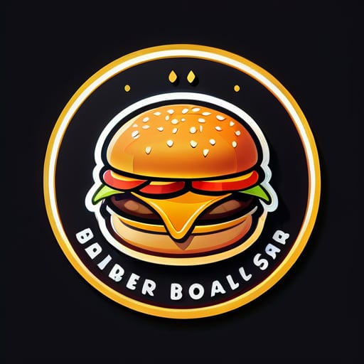 logo, a logo for a burger shop, food, dark background sticker