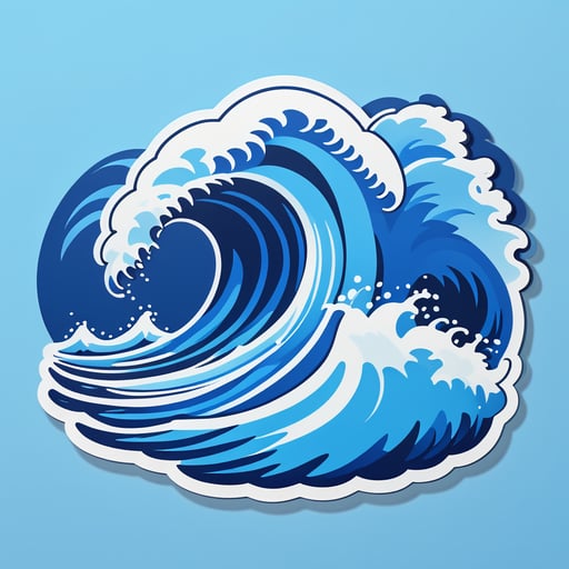 藍色海浪拍打著岸邊 sticker