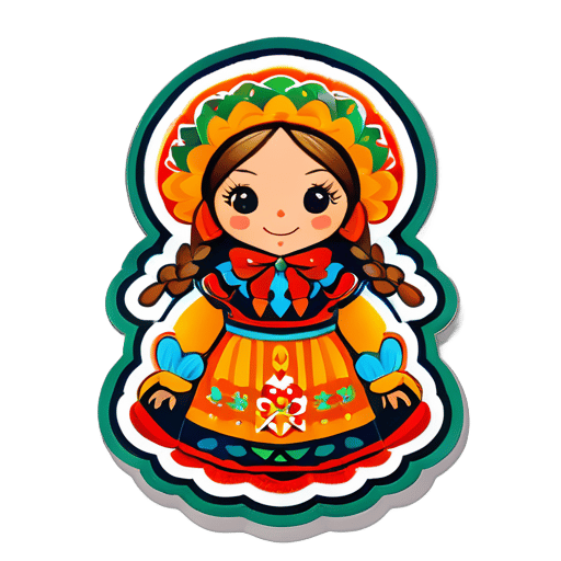 maslenitsa scarecrow braid sticker