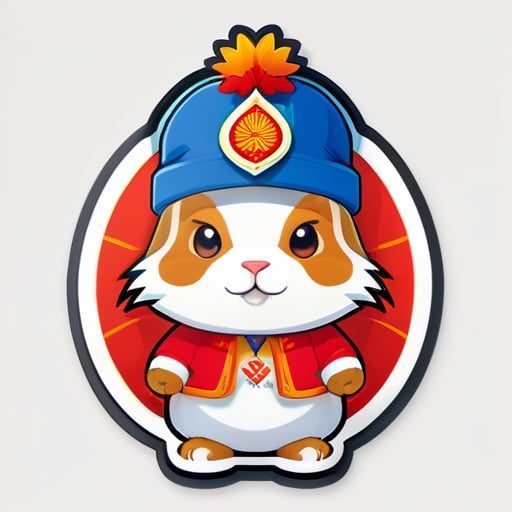 Mitu - 小米兔。他戴着吉尔吉斯斯坦国帽，名为卡尔帕克。 sticker