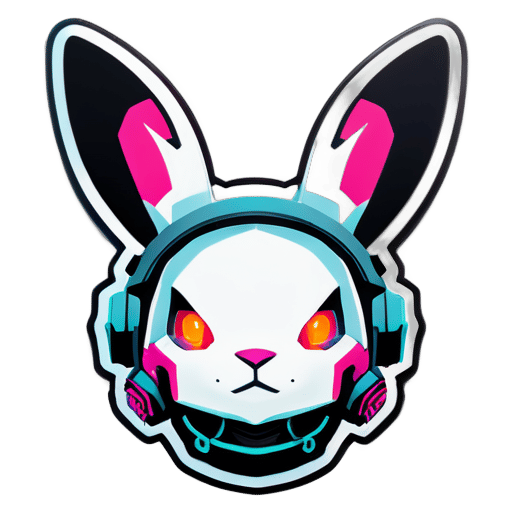 cyberpunk white bunny sticker