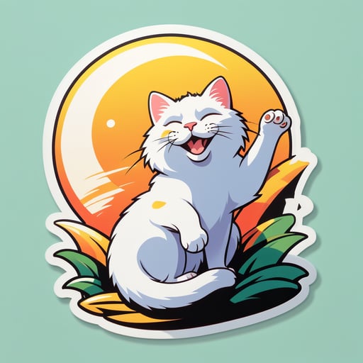 Relaxed Cat Stretching in the Sun sticker