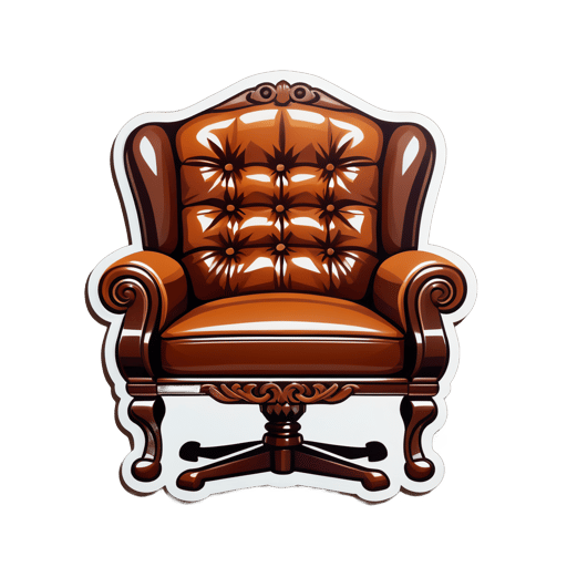 Cadeira de Couro Marrom Sentada em um Estudo sticker