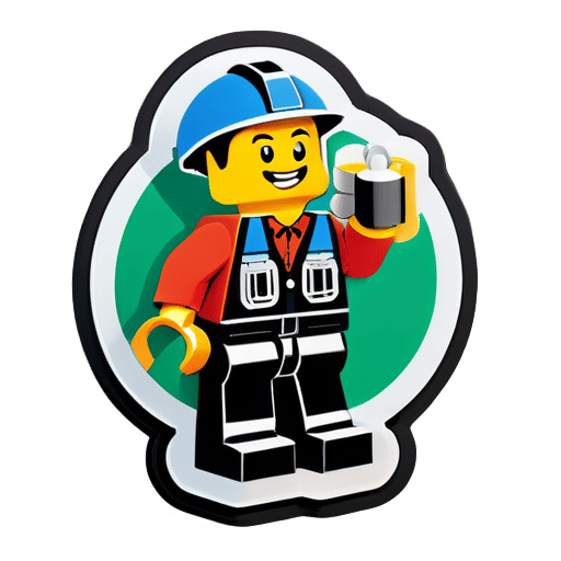 Ingenieur spielt mit Lego sticker