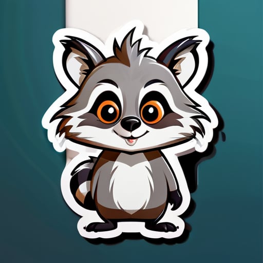 This Is An Illustration Of Cartoon Portrait Funny Nursery Schetch  Drawn Tall Thin Funny racoon Like Creature sticker