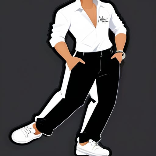 Você faz uma imagem de IA
Escreva meu nome Parveen Pandit
E camisa branca e calça preta sticker