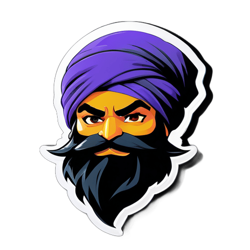 Sikh Turbante Ninja com barba preta adequada parecendo um ninja gamer sticker