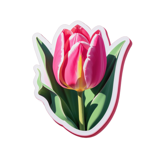 Ouverture d'une tulipe rose à la lumière du matin sticker