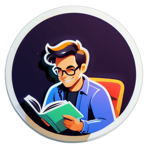 A man reading a book sticker