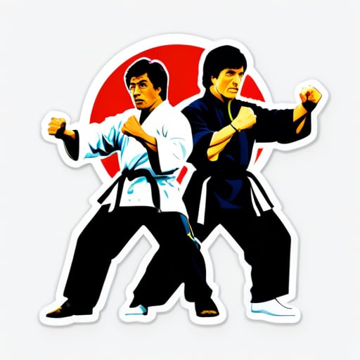 El superastro de las artes marciales Jackie Chan está compitiendo con Yuen Biao. sticker