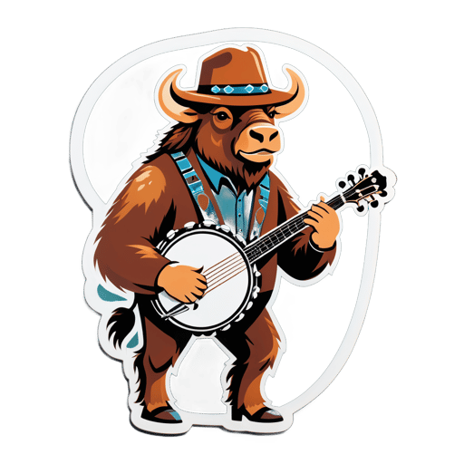 Bluegrass Bison with Banjo sticker