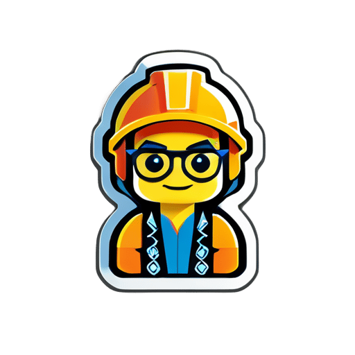 ingeniero de software construyendo lego sticker