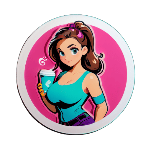 a girl with F cup sticker