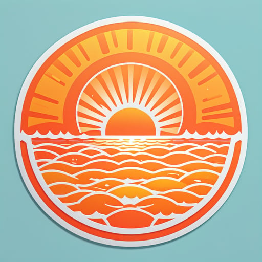 해양 위에 지는 주황색 태양 sticker