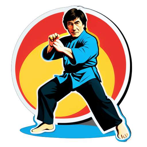 'La superestrella de las artes marciales Jackie Chan actuando en películas de artes marciales' sticker