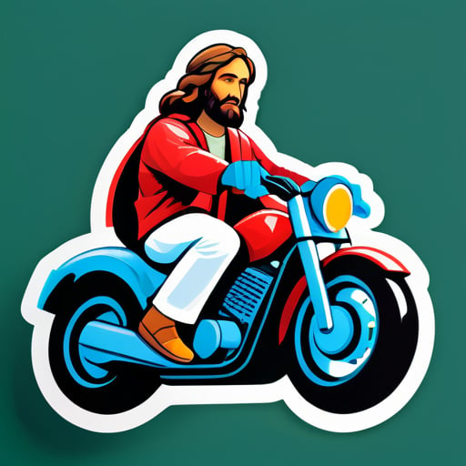 create a sticker of jesus christ in a motorbike 
 sticker