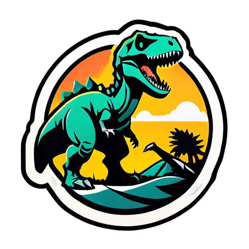 Autocollant Ark Survival avec un dernier survivant et un dinosaure sticker