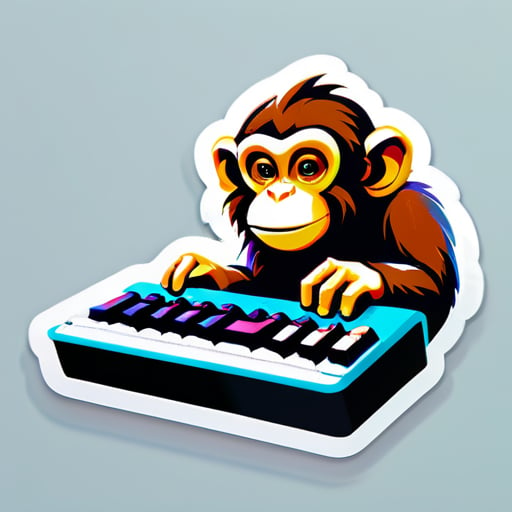 macaco digita em um teclado RGB sticker