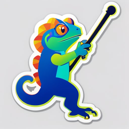 Classical Chameleon with Conductor's Baton sticker